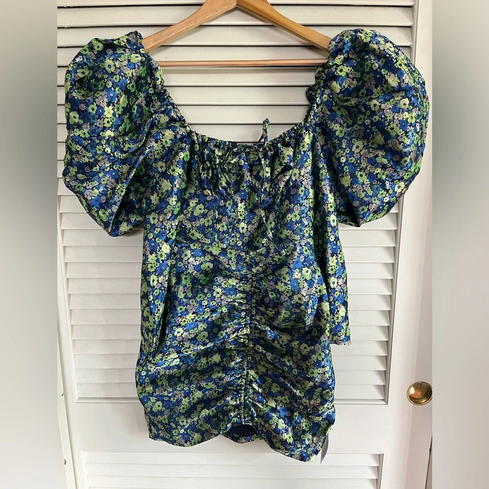 NWT ASOS DESIGN Luxe Floral Puff Sleeve Dress, US size 4, US size 6 - Picture 3 of 4